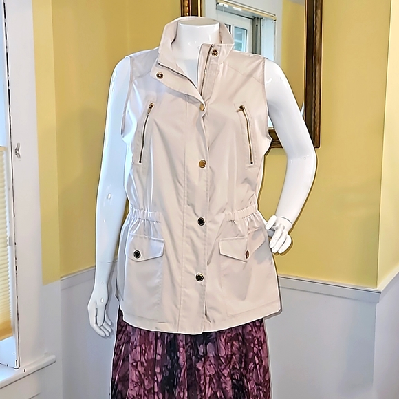 NEW New Jones New York Cream Utility Vest - Picture 1 of 10